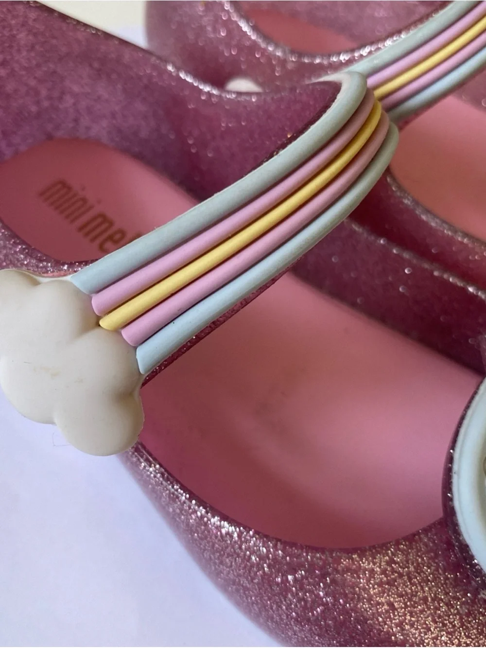 Mini Melissa Pink Glitter jelly shoes Unicorn Mary Janes with Pastel Strap